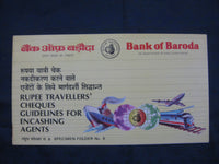 India Rs. 100 Bank of Baroda Traveller's Cheque SPECIMEN Booklet # 6855