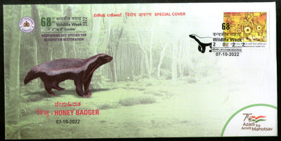 India 2022 Honey Badger Animals Wildlife Week Special Cover # 6952