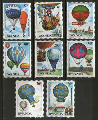 Rwanda 1984 Manned Flight Hot Air Balloons Sc 1183-90 MNH # 703