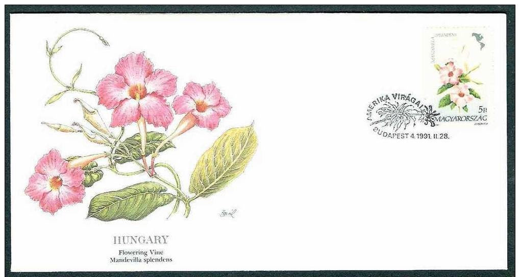 Hungary 1991 Flowering Vine Plant, Flower, Tree, Flora, FDC # 7128