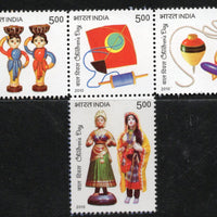 India 2010 Children's Day Toy Doll Top Kite Setenant Phila-2648a MNH # 724