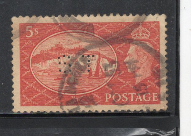 Great Britain 1951 White Cliffs Dover Sc 287 with ST Perfin Used # 725