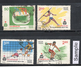 India 1982 IX Asian Games Football Sport Phila-908-11 Used Stamp Set # 743