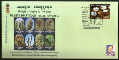 India 2024 Millets Smart Food for Better Health Agriculture KARNAPEX Special Cover # 7487