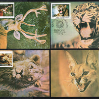 India 1976 Wildlife Animals Lion Deer Leopard Caracal Phila-699-702 Max Cards # 7559
