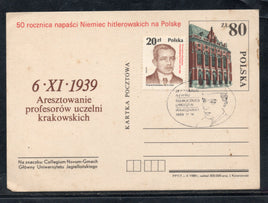 Poland 1989 Jawaharlal Nehru birth Cent. Special Cancellation Post Card #  7577