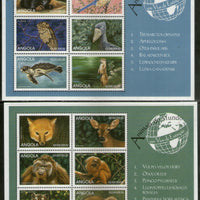 Angola 1999 Owl Animals of World Wild Life Birds tiger Monkey Sc 1063-64 Sheetlets MNH # 7611