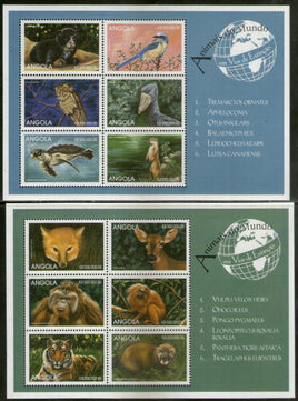 Angola 1999 Owl Animals of World Wild Life Birds tiger Monkey Sc 1063-64 Sheetlets MNH # 7611