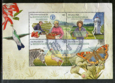 Uruguay 2014 Agriculture Biodiversity Animals Butterfly Bird Used M/s # 7641B