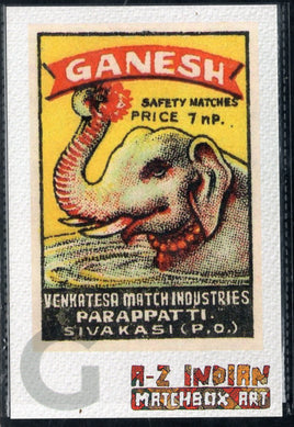 India 2021 Elephant Ganesh A to Z Matchbox Art Picture Post Card Mint # 7758
