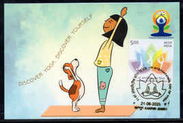 India 2025 11th International Day of Yoga Dog Max Cards # 7766