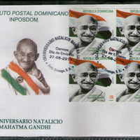 Dominican Rep. 2019 Mahatma Gandhi of India 150th Birth Anniversary Flag BLK/4 FDC # 7787