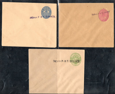 Hyderabad Travancore – Cochin State O/P P&T 3 Diff. Postal Stationery Envelope Mint # 7792