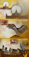 Stamps featuring Shri Ram Janmabhoomi Temple Ayodhya with architectural design and eagle illustration.