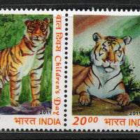 India 2011 Children's Day Tiger Animals Wild Life Setenant Phila-2727a MNH # 790