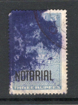 India Fiscal Rs.3 NOTARIAL Revenue Stamp Used # 794