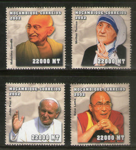 Mozambique 2002 Mahatma Gandhi of India Teresa Dalai Lama Paul Sc 1610 4v MNH # 815