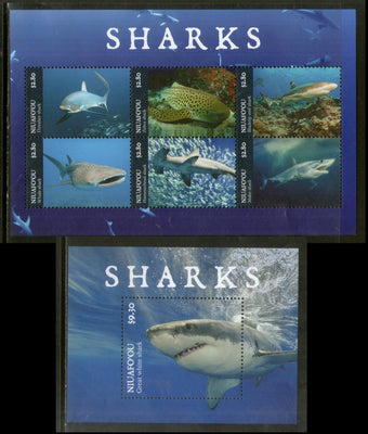 Tonga Niuafo’ou 2019 Sharks Marine Life Fish M/s + Sheetlet MNH # 8352