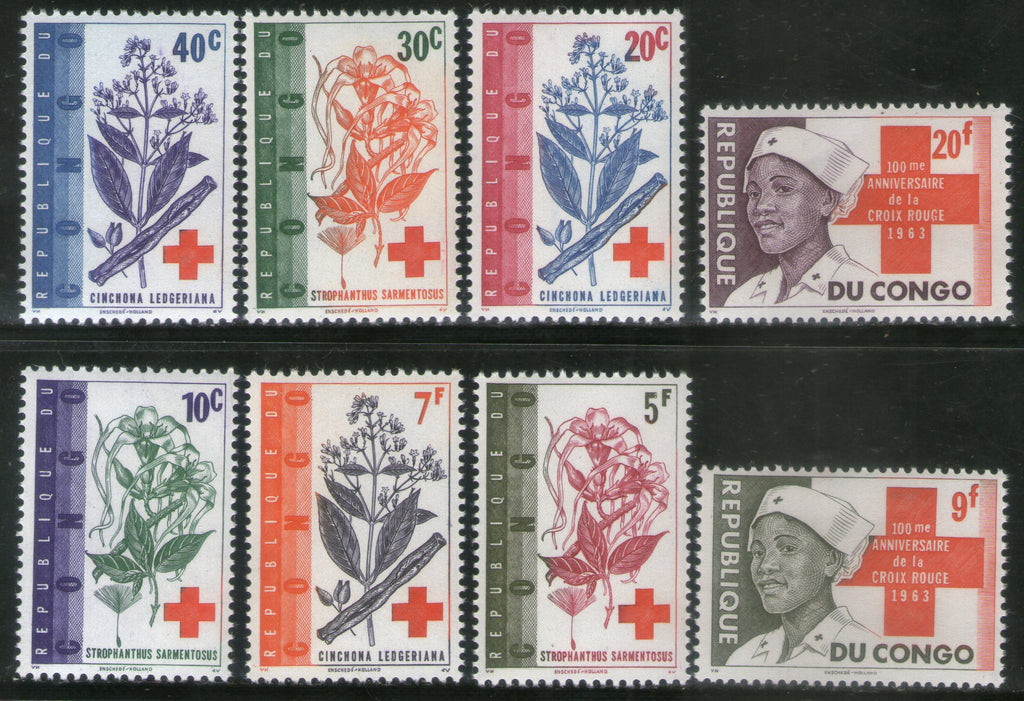 Congo 1963 Red Cross Medicinal Plants Sc 443-50 MNH # 852