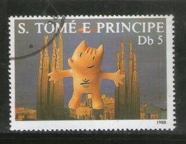 St. Thomas & Prince Is. 1989 Barcelona Olympic Games Muscot Cobi 1v Sc 834 Cancelled # 886a