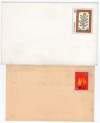 India 2 Diff. Greeting Envelopes Flowers Diwali without Card # 9025
