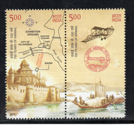 India 2011 100 Years of First Airmail Aerial Post Setenant 2v MNH # 903