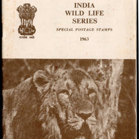 India 1963 Wild Life Preservation Lion Tiger Animals Phila-388-92  Cancelled Folder # 9151