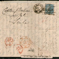 India 1863 Formula Letter Sheet f.w. QV ½An t.w. 48 Duplex Bareilly Canc. to SIMLA with Red Cds # 9179