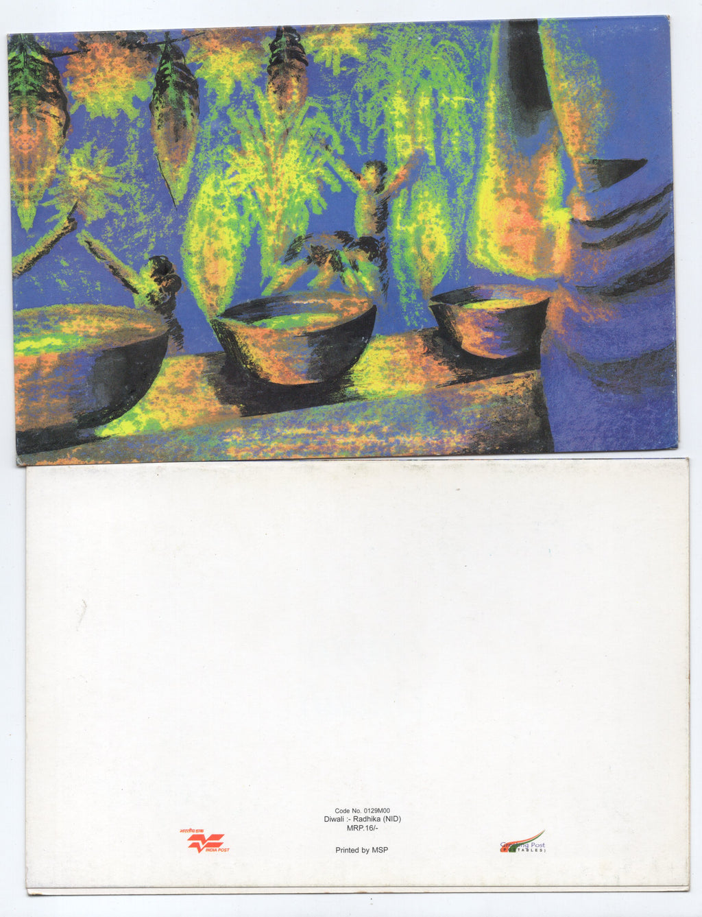 India 2000 Happy Diwali Greeting Card Postal Stationery without Envelope # 9180