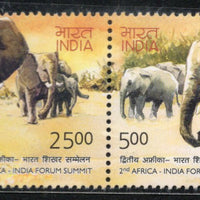 India 2011 Africa India Forum Summit Elephant Wildlife Animal Setenant Phila-2703a MNH # 921