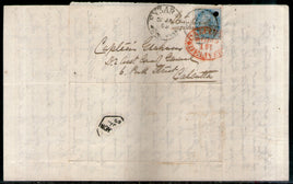 India 1869 Formula Letter Sheet f.w. QV ½An t.w. FYZABAD Duplex Canc. to Calcutta with Red Cds # 9235
