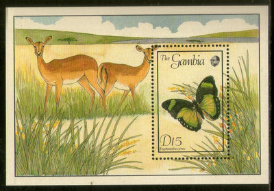 Gambia 1989 Butterflies Moth Insect Deer Wildlife Animals Sc 844 M/s MNH # 92