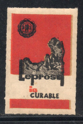 India Mahatma Gandhi Theme Leprosy is Curable English Health Label MINT # 959