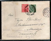 India 1938 KG V Multi Franked Cover Shimla to Hellerup Denmark # 1452-11
