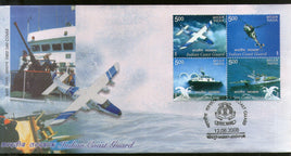 India 2008 Indian Coast Guard Ship Hovercraft Helicopter Setenant Phila-2380 FDC