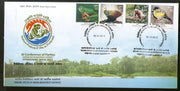 India 2012 Convention on Biological Diversity Bird Frog Monkey Se-Tenant FDC