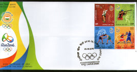 India 2016 Rio Olympic Games Brazil Shooting Boxing Wrestling Sport Phila-3071a Setenant BLK/4 FDC