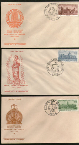 India 1962 15p High Courts Phila 372-74 Set of 3 FDCs