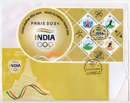 India 2024 Paris Olympic Games Hockey Javelin Table Tennis Odd Shaped M/s FDC