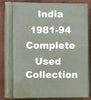 India 1981-94 Complete Year Pack well Hand Written Fine Used mounted Collection