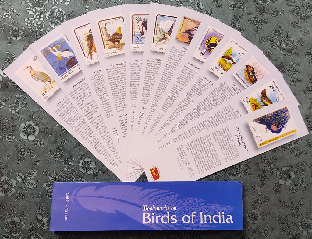 India Post Birds Stamp Printed Set of 12 Bookmarks Set-2