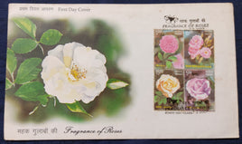 India 2007 Fragrance of Roses Flowers Tree Plant Flora Setenant BLK Phila-2249 FDC