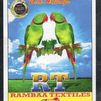 India Two Parrots Bird Brand Vintage Rambaa Textile Label # LBL32