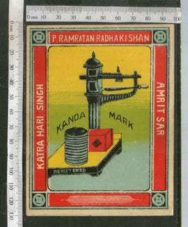 India 1960's Weighing Scale Brand Dyeing & Chemical Multicolor Vintage Label # L56
