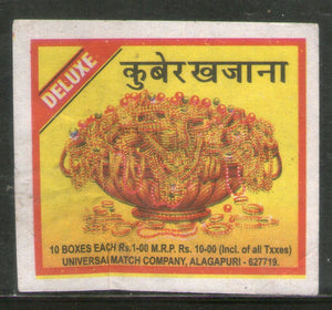 India KUBER Brand Big Safety Match Box Label # MBL169