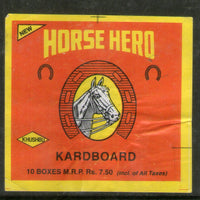 India HORSE HERO Brand Big Safety Match Box Label # MBL174