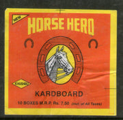 India HORSE HERO Brand Big Safety Match Box Label # MBL174