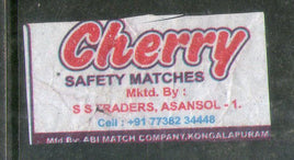 Étiquette de boîte d'allumettes de sécurité de marque India CHEERY n° MBL176