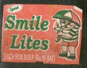 India SMILE LITES Brand Safety Match Box Label # MBL261
