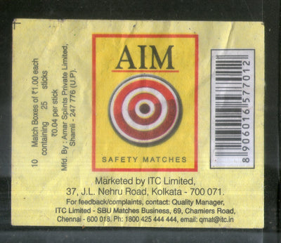 India AIM Brand Match Box Label # MBL262